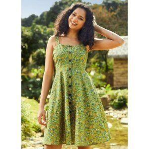 Modcloth Green Ditsy Floral SUNBEAM DANCE Fit & Flare Mini Dress NWT S